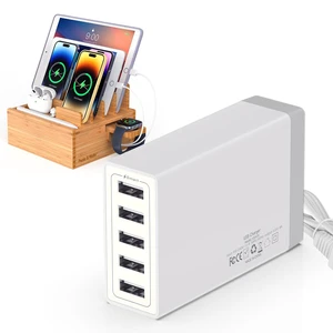 Pezin & Hulin Desktop USB Charging Station with Power Charger & Cables | Bamboo Charging Station for Multiple Devices, Desktop Charger Block, Compatible with Tablet, Cell Phone, Earbuds, Smartwatch Pezin & Hulin Desktop USB Charging Station with Power Charger & Cables | Bamboo Charging Station for Multiple Devices, Desktop Charger Block, Compatible with Tablet, Cell Phone, Earbuds, Smartwatch