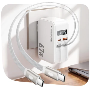 67W Retractable Charger, 4-in-1 wall charger with Dual USB-C Cable | Smart Display, 3.3ft Braided Cable, Foldable Plug, GaN Retractable Charger, Travel , Fast Charger for MacBook/iPhone/Samsung 67W Retractable Charger, 4-in-1 wall charger with Dual USB-C Cable | Smart Display, 3.3ft Braided Cable, Foldable Plug, GaN Retractable Charger, Travel , Fast Charger for MacBook/iPhone/Samsung