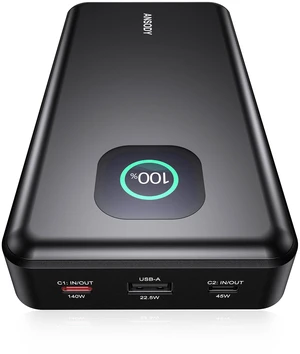 Ansody 140W Laptop Power Bank, 25000mAh with TFT Smart Digital Display | PD3.1 Fast Charging Portable Charger, Travel Essential Battery Pack for MacBook iPad Tablet Steam Deck iPhone 18-12 Series