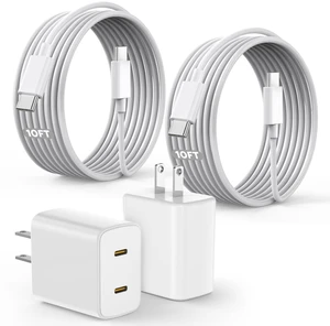 45W Apple 17 16 15 Fast USB C Charge Block, 2-Pack Apple Charger Plug & 10FT Long USB C Cable Cords,iPhone 17 Charger Fast Charging,Compatible with iPhone 17/16/15/Air/Pro/Pro Max/e/Plus/iPad/AirPods 45W Apple 17 16 15 Fast USB C Charge Block, 2-Pack Apple Charger Plug & 10FT Long USB C Cable Cords,iPhone 17 Charger Fast Charging,Compatible with iPhone 17/16/15/Air/Pro/Pro Max/e/Plus/iPad/AirPods