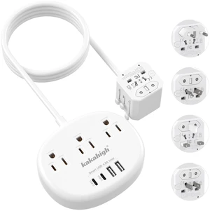 Multi Country Plug Adapter Travel, International Power Adapter 3FT | Universal Travel Adapter with 3 USA Outlets and 4 USB Ports, Type A/C/G/I Plug Adapter for US to Most of Country Multi Country Plug Adapter Travel, International Power Adapter 3FT | Universal Travel Adapter with 3 USA Outlets and 4 USB Ports, Type A/C/G/I Plug Adapter for US to Most of Country