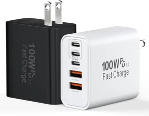 USB C Super Fast Charger Block,100W USBC Wall Charger Plug,2Pack 5-Port 65W Type C Phone Charging Cubes Multiport Power Adapter for iPhone 18 Pro/17/16/15/14,Galaxy S25/S26 Ultra,MacBook-White+Black USB C Super Fast Charger Block,100W USBC Wall Charger Plug,2Pack 5-Port 65W Type C Phone Charging Cubes Multiport Power Adapter for iPhone 18 Pro/17/16/15/14,Galaxy S25/S26 Ultra,MacBook-White+Black