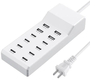 USB C Charger 50W, 12 Ports USB Charging Station with 8 USB-C and 4 USB-A, Compatible with iPhone 13/14/15/16/17/Smartphone/Tablet/Watch/Headphones and Multiple Charger Plug