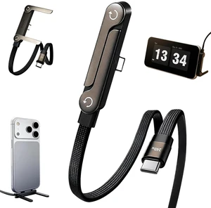 240W Braided Fast Charge Cable, 5 FT, 2-in-1 Flat Type-C | Built-in Phone Stand, Collapsible Standing, For Smartphones, Tablets, and Laptops 240W Braided Fast Charge Cable, 5 FT, 2-in-1 Flat Type-C | Built-in Phone Stand, Collapsible Standing, For Smartphones, Tablets, and Laptops