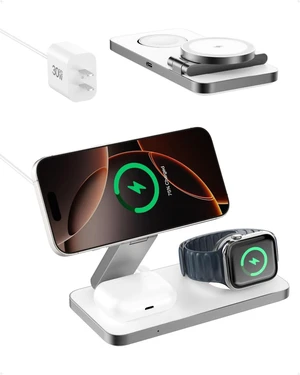 Caxdon Qi2 3 in 1 Wireless Charging Station with Magnetic Charger for iPhone 16 Pro/16/16 Pro Max/15 Pro/15/15 Pro Max, for Apple Watch 9/Ultra 2/SE/8/7/6/5/4/3/2, for AirPods Pro/Pro 2/3 (whire) Caxdon Qi2 3 in 1 Wireless Charging Station with Magnetic Charger for iPhone 16 Pro/16/16 Pro Max/15 Pro/15/15 Pro Max, for Apple Watch 9/Ultra 2/SE/8/7/6/5/4/3/2, for AirPods Pro/Pro 2/3 (whire)