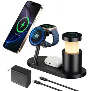 BUDUY MagSafe Charger Compatible, 4-in-1 Charging Station, Qi2 25W Certified Wireless Charger Dock Stand with 45W Adapter & TEC Active Cooling & Night Light for iPhone 17/16/15, Apple Watch, AirPods BUDUY MagSafe Charger Compatible, 4-in-1 Charging Station, Qi2 25W Certified Wireless Charger Dock Stand with 45W Adapter & TEC Active Cooling & Night Light for iPhone 17/16/15, Apple Watch, AirPods