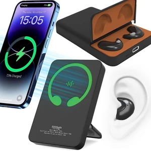 pobnod 3-in-1 Magnetic Wireless Power Bank 5000mAh, Black | Built-in TWS Earbuds, Built-in Stand, Slim Portable Charger, Compatible with iPhone 17 16 15 14 13 12 pobnod 3-in-1 Magnetic Wireless Power Bank 5000mAh, Black | Built-in TWS Earbuds, Built-in Stand, Slim Portable Charger, Compatible with iPhone 17 16 15 14 13 12