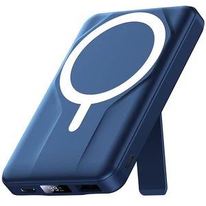 Azmuth Magnetic Wireless Power Bank 10000mAh, 15W Portable Charger Compatible with MagSafe for iPhone 17/16/15/14/13/12 Series Built-in Stand LED Display 20W PD USB-C 22.5W USB-A Blue