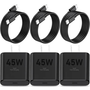 NYV 45W Super Fast Charging Type C Chargers USB C Charger Block | For Galaxy S26/S25/S24/S23/S22/S21, and Phone 17/16/15/iPhone Air; 3Pack Type C adapter with long 6FT USB-C cable; Black NYV 45W Super Fast Charging Type C Chargers USB C Charger Block | For Galaxy S26/S25/S24/S23/S22/S21, and Phone 17/16/15/iPhone Air; 3Pack Type C adapter with long 6FT USB-C cable; Black