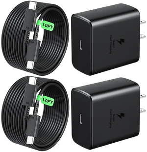 2 Pack 45W USB C Charger, Super Fast Charging Block with 10FT Cable | PD 3.0/PPS Type C Wall Charger Compatible with Samsung Galaxy S26 Ultra/S25/S24/S23/S22, iPhone 18/17/16/15 Pro Max, iPad Pro 2 Pack 45W USB C Charger, Super Fast Charging Block with 10FT Cable | PD 3.0/PPS Type C Wall Charger Compatible with Samsung Galaxy S26 Ultra/S25/S24/S23/S22, iPhone 18/17/16/15 Pro Max, iPad Pro