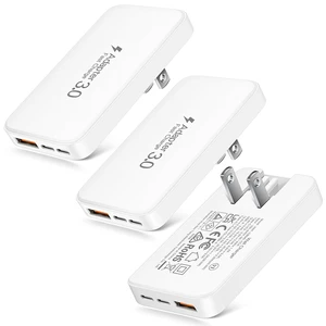 3Pack Ultra Thin Flat USBC Charger Block, 60W 3Port Fast Charging Wall Plug | Dual USB-C PD3.0 45W & QC3.0 USB-A Foldable Slim Power Adapter for iPhone 18/17/16, Galaxy S25, iPad, Mac, Pixel, Travel 3Pack Ultra Thin Flat USBC Charger Block, 60W 3Port Fast Charging Wall Plug | Dual USB-C PD3.0 45W & QC3.0 USB-A Foldable Slim Power Adapter for iPhone 18/17/16, Galaxy S25, iPad, Mac, Pixel, Travel