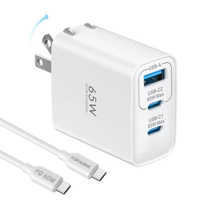 TOPADRE 65W USB C Charger Block,PD PPS 3 Ports GaN Charger Foldable Compact | Type C Fast Charging for MacBook iPad Pro/Air, iPhone 15/16 Pro/Pro Max, for Samsung Galaxy S24/S23, White TOPADRE 65W USB C Charger Block,PD PPS 3 Ports GaN Charger Foldable Compact | Type C Fast Charging for MacBook iPad Pro/Air, iPhone 15/16 Pro/Pro Max, for Samsung Galaxy S24/S23, White