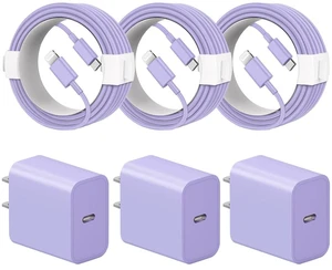 iPhone 14 13 12 11 Charger Fast Charging iPhone Fast Charger 3-Pack 20W iPad Chargers 6FT C Chargers Fast Charging Cord Whit iPhone 14/14 Max/13 Pro/13/12 Mini/12 Pro Max/11 Max/Xs and iPad(Purple)