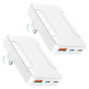 2-Pack 60W Flat GaN 3-Port USB C Wall Charger,Slim Multiport Charging Block|Dual USB-C+USB-A,PD45W QC3.0 Fast Charging,Foldable Flat GaN Power Adapter,Slim USB C Wall Plug for iPhone,iPad,Galaxy,Pixel 2-Pack 60W Flat GaN 3-Port USB C Wall Charger,Slim Multiport Charging Block|Dual USB-C+USB-A,PD45W QC3.0 Fast Charging,Foldable Flat GaN Power Adapter,Slim USB C Wall Plug for iPhone,iPad,Galaxy,Pixel