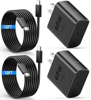 60W USB C Charger For Samsung Galaxy S26 FE/S26 Ultra/S26+/S26/S25/S24/S23 | iPhone 18 Pro 18 Pro Max iPhone Duo, iPad Wall Charger Block, 10FT USB C Charging Cable Cord Android Phone 2 Pack 60W USB C Charger For Samsung Galaxy S26 FE/S26 Ultra/S26+/S26/S25/S24/S23 | iPhone 18 Pro 18 Pro Max iPhone Duo, iPad Wall Charger Block, 10FT USB C Charging Cable Cord Android Phone 2 Pack