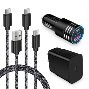 25W Type C Super Fast Samsung Charger Block for Samsung Galaxy S26 A17 S25 | Ultra A16 5G A15 A14 S24 S23 S22 S21 FE S20 A13 A25 A54 A34 A53 Z Fold 8 7,38W Car Adapter,3ft USB C Cable,6ft C to C Cord