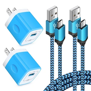 Android Phone Charger Micro Cable,4-Pack Wall Plug 1A/5V Power Adapter Box|with 6ft Nylon Braided Fast Charging Micro USB Cord Compatible Samsung Galaxy S7 S6 Edge S4 Note 5,Moto G5 Plus E4 G6Play,HTC Android Phone Charger Micro Cable,4-Pack Wall Plug 1A/5V Power Adapter Box|with 6ft Nylon Braided Fast Charging Micro USB Cord Compatible Samsung Galaxy S7 S6 Edge S4 Note 5,Moto G5 Plus E4 G6Play,HTC