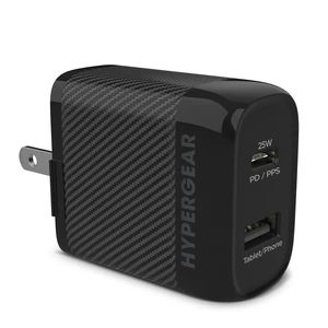 HyperGear 25W USB-C PD and 12W USB Dual-Port Wall Charger | Charge Two Devices At Once, PPS Smart Chip Control, 0.09 Kg Weight, 5.71-Inch Length, And Compact Travel Design HyperGear 25W USB-C PD and 12W USB Dual-Port Wall Charger | Charge Two Devices At Once, PPS Smart Chip Control, 0.09 Kg Weight, 5.71-Inch Length, And Compact Travel Design