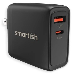 Smartish USB-C/USB Wall Charger for iPhone 17,16,15 & MacBook - Charge Shack-2 Port 65W Quick Charger - Type C Power Brick Wall Plug - Compatible with MacBook Pro iPhone Android Laptops Smartish USB-C/USB Wall Charger for iPhone 17,16,15 & MacBook - Charge Shack-2 Port 65W Quick Charger - Type C Power Brick Wall Plug - Compatible with MacBook Pro iPhone Android Laptops