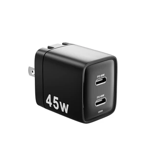 45W Dual USB-C Fast Wall Charger, Fast Charging Power Delivery 3.0 w/GaN Technology for iPhone 16, 16 Pro, 16 Pro Max, 15, 14, Pro, Pro Max, Mini, iPad Pro 12.9, MacBook, Galaxy S24, & More - Black 45W Dual USB-C Fast Wall Charger, Fast Charging Power Delivery 3.0 w/GaN Technology for iPhone 16, 16 Pro, 16 Pro Max, 15, 14, Pro, Pro Max, Mini, iPad Pro 12.9, MacBook, Galaxy S24, & More - Black