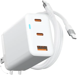Lightning Protection 65W USB C Charger, 3-Port GaN Fast Charging Block with C to C Cable, Foldable Compact Type-C Charger for MacBook, iPhone 17 16 15, Samsung S26 S25 S24, iPad Pro, Steam Deck Lightning Protection 65W USB C Charger, 3-Port GaN Fast Charging Block with C to C Cable, Foldable Compact Type-C Charger for MacBook, iPhone 17 16 15, Samsung S26 S25 S24, iPad Pro, Steam Deck