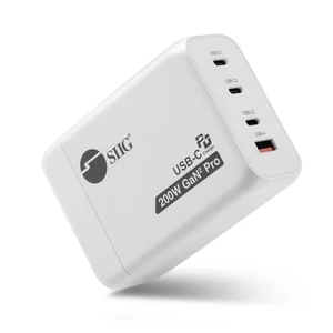 SIIG 4-Port 200W USB-C PD GaN Charger, AC-PW1V11-S1 | Charge 4 devices with 200W total output; GaN design and USB-C PD support centralized charging for laptops, tablets and. SIIG 4-Port 200W USB-C PD GaN Charger, AC-PW1V11-S1 | Charge 4 devices with 200W total output; GaN design and USB-C PD support centralized charging for laptops, tablets and.