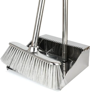 Metal Dustpan with Broom Set, Long Handle Stainless Steel Dustpan,Heavy Duty Standing Dust Pan with Teeth, Indoor Outdoor Up for Home Kitchen Lobby Room Office Metal Dustpan with Broom Set, Long Handle Stainless Steel Dustpan,Heavy Duty Standing Dust Pan with Teeth, Indoor Outdoor Up for Home Kitchen Lobby Room Office