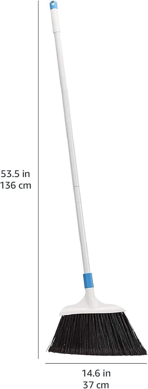 Basics Heavy-Duty Floor Cleaning Broom with Stiff Bristles, Sturdy 3-Piece Handle, Easy to Assemble, Indoor Outdoor Use for Driveways and Sidewalks, Blue and White Basics Heavy-Duty Floor Cleaning Broom with Stiff Bristles, Sturdy 3-Piece Handle, Easy to Assemble, Indoor Outdoor Use for Driveways and Sidewalks, Blue and White