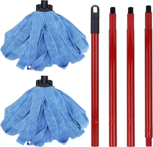 Microfiber Mop Cloth Heads Replacements: One Mop Handle with Two Blue Microfiber Cloth Heads Compatible with All Standard US Threading Pole Microfiber Mop Cloth Heads Replacements: One Mop Handle with Two Blue Microfiber Cloth Heads Compatible with All Standard US Threading Pole