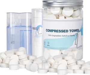 Gloffer Compressed Towels,110PCS Compressed Face Towel with Carrying Case and Towel Dispenser,Disposable Portable Mini Tissue for Travel,Sport,Camping Gloffer Compressed Towels,110PCS Compressed Face Towel with Carrying Case and Towel Dispenser,Disposable Portable Mini Tissue for Travel,Sport,Camping