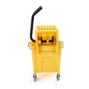 Basics Commercial Side Press Wringer Floor Cleaning Mop Bucket on Wheels, 35-Quart, Yellow Basics Commercial Side Press Wringer Floor Cleaning Mop Bucket on Wheels, 35-Quart, Yellow