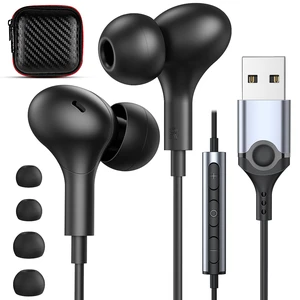 USB Headphones with Mic for Laptop PC, 7.5ft Magnetic Wired Earbuds Black | Noise Isolation in-Ear Earphones with Mute Volume Control Stereo Bass for Dell/HP/Acer/Chromebook/Desktop USB Headphones with Mic for Laptop PC, 7.5ft Magnetic Wired Earbuds Black | Noise Isolation in-Ear Earphones with Mute Volume Control Stereo Bass for Dell/HP/Acer/Chromebook/Desktop