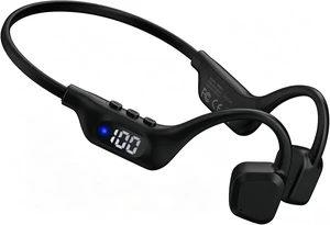Bone Conduction Headphones, Open Ear Earbuds with Display Screen | Premium Sound & Clear Mic, Bluetooth 6.0, 15H Playtime, Lightweight, IPX5 Waterproof Wireless Earphones for Running,Black Bone Conduction Headphones, Open Ear Earbuds with Display Screen | Premium Sound & Clear Mic, Bluetooth 6.0, 15H Playtime, Lightweight, IPX5 Waterproof Wireless Earphones for Running,Black