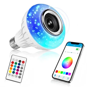 E26 RGB Smart LED Bluetooth Light Bulb with Speaker, App & Remote | Color Changing and Brightness via App or Remote, with a Built-in Bluetooth Speaker for Bedrooms, Parties, Gaming. E26 RGB Smart LED Bluetooth Light Bulb with Speaker, App & Remote | Color Changing and Brightness via App or Remote, with a Built-in Bluetooth Speaker for Bedrooms, Parties, Gaming.