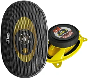 Car Three-Way Speaker System-Pro 4x6Inch 180W 4Ohm Mid Tweeter Component Audio Sound Speakers For Car Stereo w/30Oz Magnet Structure, 2 Mount Depth Fits Standard OEM-PLG46.3 (Pair),Black/Yellow Car Three-Way Speaker System-Pro 4x6Inch 180W 4Ohm Mid Tweeter Component Audio Sound Speakers For Car Stereo w/30Oz Magnet Structure, 2 Mount Depth Fits Standard OEM-PLG46.3 (Pair),Black/Yellow