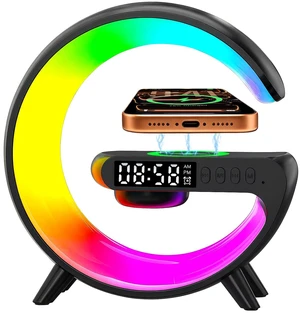 5-in-1 Smart LED Table Lamp with Wireless Charger, Bluetooth Speaker, Alarm Clock, Night Light, Bedside Lamp Charging Station for Bedroom Nightstand Dorm Desk, Home Decor, Gifts for Teen Boys Girls 5-in-1 Smart LED Table Lamp with Wireless Charger, Bluetooth Speaker, Alarm Clock, Night Light, Bedside Lamp Charging Station for Bedroom Nightstand Dorm Desk, Home Decor, Gifts for Teen Boys Girls