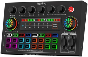 F999XM Live Sound Card, Bluetooth Audio Mixer with Voice Changer & RGB LED Knobs, 16 Sound Effects, 3 Mic Inputs (6.5mm Dynamic + 2×3.5mm), for Live Streaming, Gaming, Karaoke, PC & Smartphone(Black) F999XM Live Sound Card, Bluetooth Audio Mixer with Voice Changer & RGB LED Knobs, 16 Sound Effects, 3 Mic Inputs (6.5mm Dynamic + 2×3.5mm), for Live Streaming, Gaming, Karaoke, PC & Smartphone(Black)