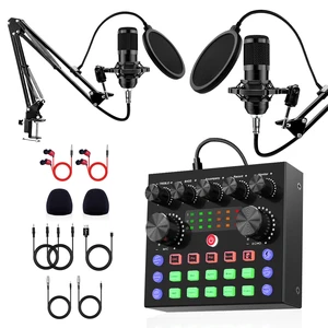 Podcast Equipment Bundle for 2, V8s Sound Card with Voice Changer | Podcast Equipment with BM-800 Condenser Microphone, Audio Interface for Podcasting, Recording, Singing, Streaming, Gaming Podcast Equipment Bundle for 2, V8s Sound Card with Voice Changer | Podcast Equipment with BM-800 Condenser Microphone, Audio Interface for Podcasting, Recording, Singing, Streaming, Gaming