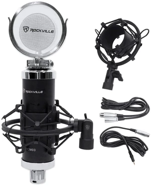 RCM03 Pro Studio Recording Condenser Mic with Metal Shock Mount | Cardioid, 16mm Diaphragm, Aluminum Body, Includes XLR and 3.5mm Cables, 48V Phantom Power, Lollipop Style RCM03 Pro Studio Recording Condenser Mic with Metal Shock Mount | Cardioid, 16mm Diaphragm, Aluminum Body, Includes XLR and 3.5mm Cables, 48V Phantom Power, Lollipop Style