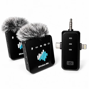 Wireless Lavalier Microphone: Dual Mics for iPhones Android Interview Vlog | Low-latency real-time monitoring. One-click mute, wind-proof and noise reduction to cope with complex environments. Wireless Lavalier Microphone: Dual Mics for iPhones Android Interview Vlog | Low-latency real-time monitoring. One-click mute, wind-proof and noise reduction to cope with complex environments.