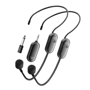 Wireless Headset Microphone System for 2 People, 2.4G Dual Head Mic | USB-C Charging, 100ft Range, Microphones for Two People, for Voice Amplifier PA System Speaker Teaching Tour Guides Fitness Wireless Headset Microphone System for 2 People, 2.4G Dual Head Mic | USB-C Charging, 100ft Range, Microphones for Two People, for Voice Amplifier PA System Speaker Teaching Tour Guides Fitness