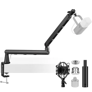 Mic Stand Boom Arm - Low Profile Adjustable Microphone Arm Stand with 3.5" Extension Pole Desk Clamp Screw Adapter for Streaming Gaming Black Mic Stand Boom Arm - Low Profile Adjustable Microphone Arm Stand with 3.5" Extension Pole Desk Clamp Screw Adapter for Streaming Gaming Black