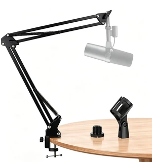 Microphone Boom Arm, Desk Mount Mic Stand Compatible with Blue Yeti, HyperX QuadCast, FIFINE, Shure MV7, Adjustable Metal Suspension Arm with 3/8" to 5/8" Adapter for Streaming, Gaming, Recording Microphone Boom Arm, Desk Mount Mic Stand Compatible with Blue Yeti, HyperX QuadCast, FIFINE, Shure MV7, Adjustable Metal Suspension Arm with 3/8" to 5/8" Adapter for Streaming, Gaming, Recording