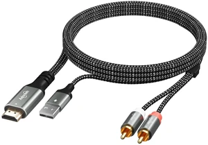 192KHz Unidirectional HDMI ARC/eARC to 2 RCA Audio Converter Cable 4 Ft, USB Powered L/R Stereo Audio Extractor Adapter Splitter for TV to Soundbar Home Theater Systems Amplifier Speaker -Plug & Play 192KHz Unidirectional HDMI ARC/eARC to 2 RCA Audio Converter Cable 4 Ft, USB Powered L/R Stereo Audio Extractor Adapter Splitter for TV to Soundbar Home Theater Systems Amplifier Speaker -Plug & Play