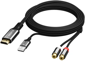 192KHz HDMI ARC/eARC to 2 RCA Female Audio Converter Cable 1 Ft, Unidirectional USB Powered L/R Stereo DAC Audio Extractor Adapter for TV to Soundbar Home Theater Systems Amplifier Speaker-Plug & Play 192KHz HDMI ARC/eARC to 2 RCA Female Audio Converter Cable 1 Ft, Unidirectional USB Powered L/R Stereo DAC Audio Extractor Adapter for TV to Soundbar Home Theater Systems Amplifier Speaker-Plug & Play