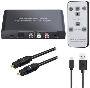 192kHz Digital to Analog Audio Converter with IR Remote Control | DAC Converter Digital Coaxial Toslink Optical to Analog Stereo L/R RCA 3.5mm Audio Adapter Support Volume Control/Mute/Power 192kHz Digital to Analog Audio Converter with IR Remote Control | DAC Converter Digital Coaxial Toslink Optical to Analog Stereo L/R RCA 3.5mm Audio Adapter Support Volume Control/Mute/Power