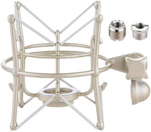 Microphone Shock Mount, Metal Universal Mic Holder Spider Recording Mic Shockmount Stand Compatible with Many Condenser Mics for AT2020 Blue Bird BabyBottle Spark etc. (MX22-L) Microphone Shock Mount, Metal Universal Mic Holder Spider Recording Mic Shockmount Stand Compatible with Many Condenser Mics for AT2020 Blue Bird BabyBottle Spark etc. (MX22-L)
