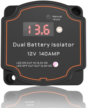 Smart Dual Battery Isolator 12V 140A Auto or Manual Control, Waterproof Voltage Sensitive Relay(VSR) with Digital Voltmeter for Car, RV, ATV, UTV, Boat, Marine Smart Dual Battery Isolator 12V 140A Auto or Manual Control, Waterproof Voltage Sensitive Relay(VSR) with Digital Voltmeter for Car, RV, ATV, UTV, Boat, Marine