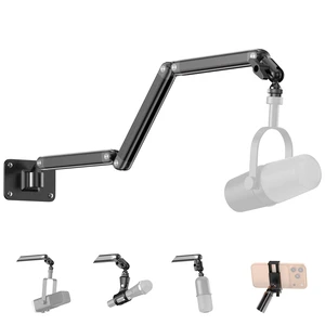 Wall Mount Microphone Stand,3-Stage Aluminium Alloy 180° Adjustable Arm | Drilling Base with 3/8"-16 Thread Mount,Screw Adapters Mic Clip Phone Clamp for Shure/PGA/ Pyle/HyperX/Blue/iPhone/Webcam Wall Mount Microphone Stand,3-Stage Aluminium Alloy 180° Adjustable Arm | Drilling Base with 3/8"-16 Thread Mount,Screw Adapters Mic Clip Phone Clamp for Shure/PGA/ Pyle/HyperX/Blue/iPhone/Webcam