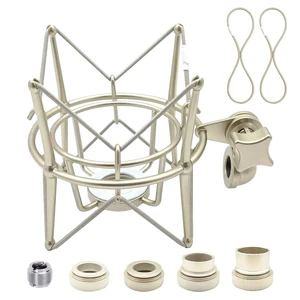 AT2020 Shock Mount Universal Microphone Holder Spider Recording Mic Shockmount Stand Compatible with Many Condenser Mics Like Rode NT1-A NT2-A Procaster MXL 990 770 U87 (Champagne) AT2020 Shock Mount Universal Microphone Holder Spider Recording Mic Shockmount Stand Compatible with Many Condenser Mics Like Rode NT1-A NT2-A Procaster MXL 990 770 U87 (Champagne)